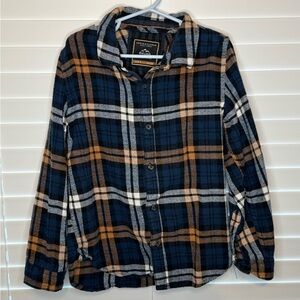 Denim & Flower Navy and Tan Plaid Kids Button Down Shirt